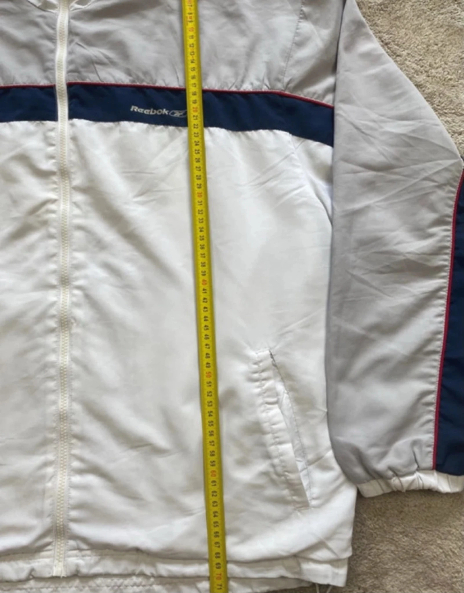 Reebok Jaqueta Esportiva Vintage Branca e Azul Marinho Tamanho XL – photo 15